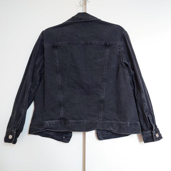 H&M Black Denim Jean Jacket Button Front in XS - Picture 7 of 11